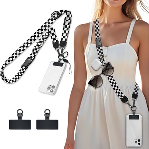 image:imageIcycay Phone Lanyard Crossbody Strap Neck Adjustable Teacher Women GoldCheckered Black