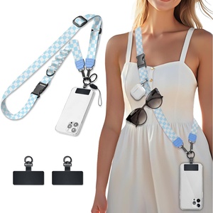 image:imageIcycay Phone Lanyard Crossbody Strap Neck Adjustable Teacher Women MarbleCheckered Blue