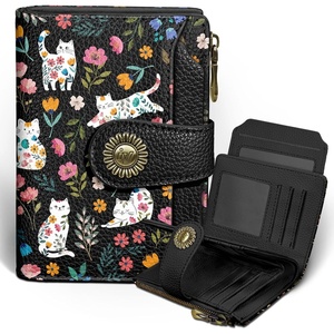 image:imageIcycay Sea Turtle Small Wallet Women RFID Blocking Cute Credit Card HolderCat Flowers