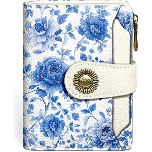 image:imageIcycay Sea Turtle Small Wallet Women RFID Blocking Cute Credit Card HolderFloral Blue