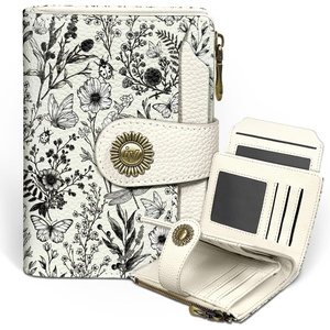 image:imageIcycay Sea Turtle Small Wallet Women RFID Blocking Cute Credit Card HolderFloral White